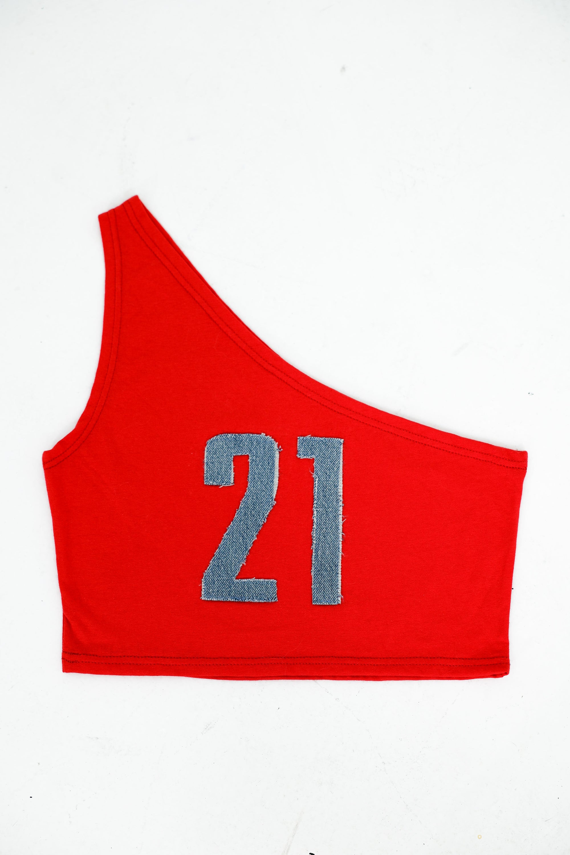 Custom Denim Number One Shoulder Tank Top