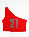 Custom Denim Number One Shoulder Tank Top