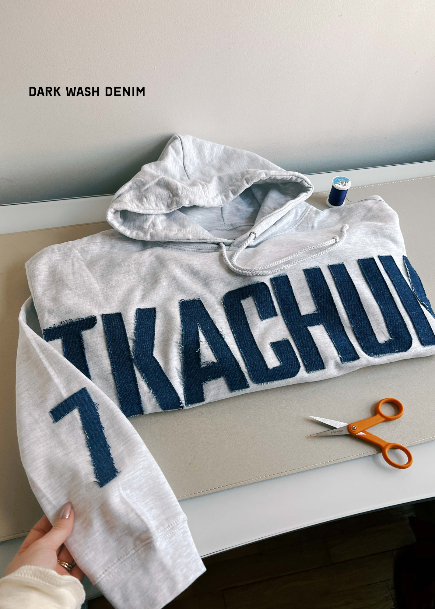 Custom Denim Name/Number Patchwork Sweatshirt