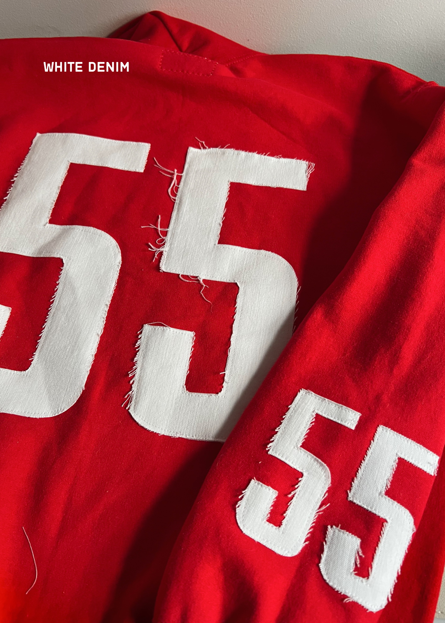 Custom Denim Name/Number Patchwork Sweatshirt