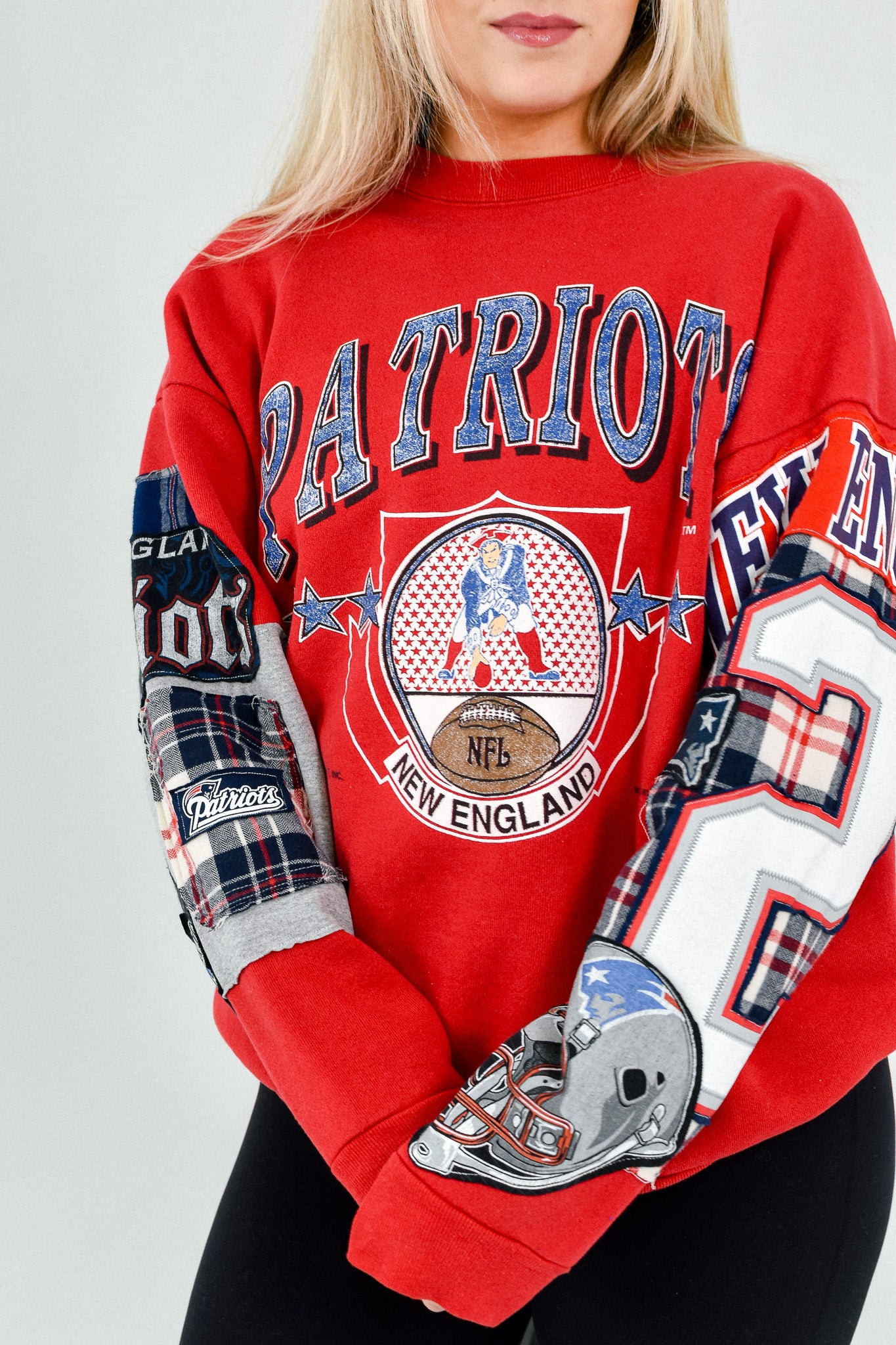 Upcycled Patriots Patchwork Sweatshirt