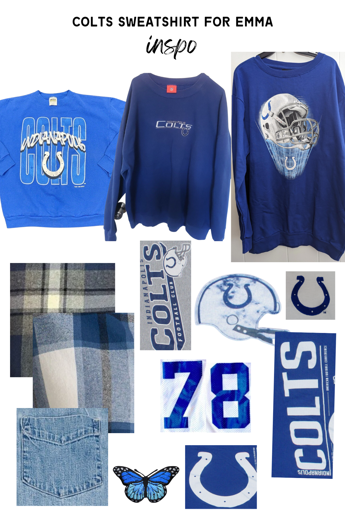 Upcycled Custom Order Colts Patchwork Sweatshirt for Emma