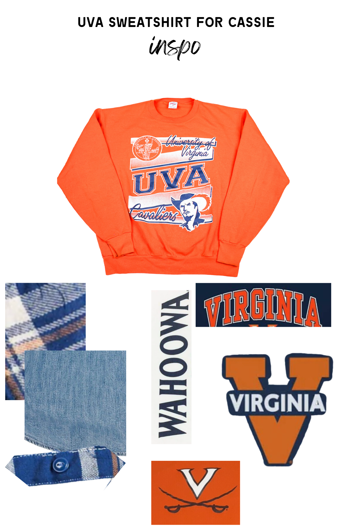Upcycled Custom Order UVA Patchwork Sweatshirt for Cassie