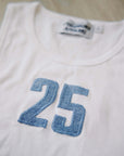 Custom Denim Number Ribbed High Neck Tank Top