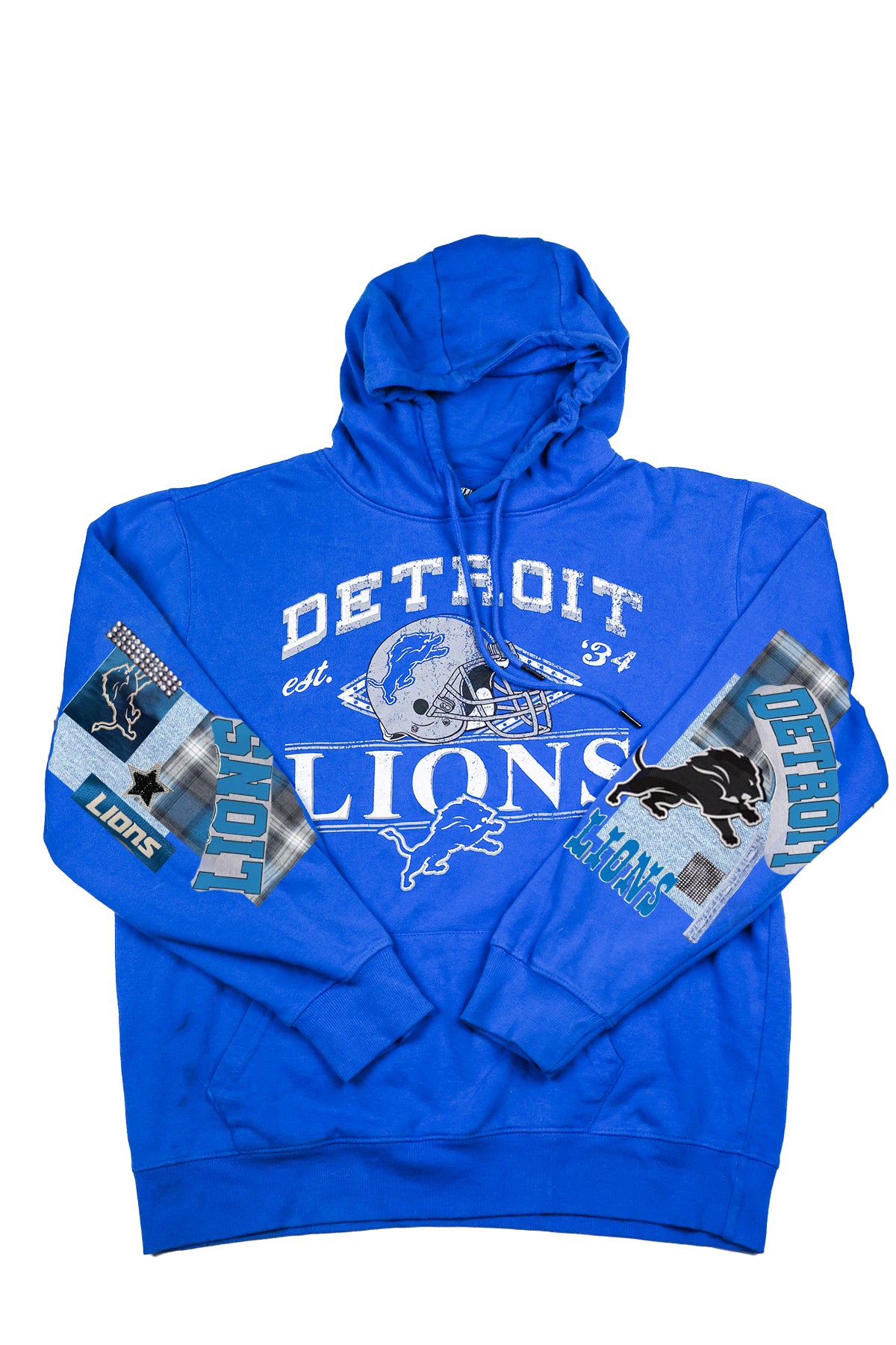 Upcycled Custom Order Lions Patchwork Sweatshirt for Kennedy