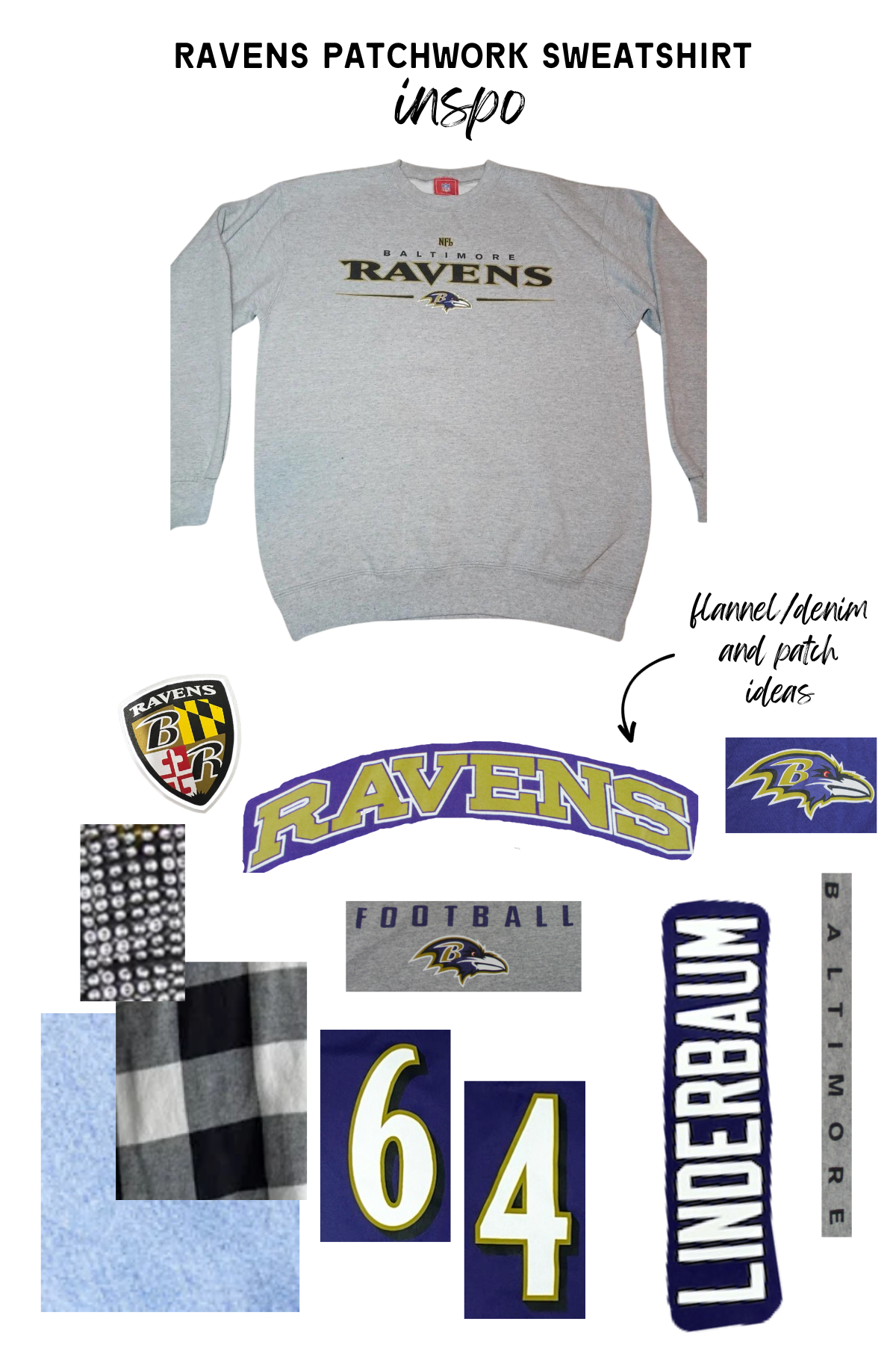 Upcycled Custom Order Ravens Patchwork Sweatshirt for Rachel