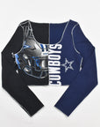 Upcycled Cowboys Spliced Scoopneck Top