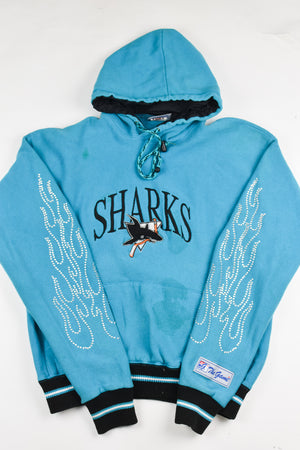Upcycled Vintage Sharks Flame Sweatshirt