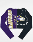 Upcycled Ravens Spliced Scoopneck Top