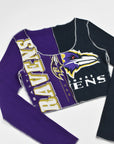 Upcycled Ravens Spliced Scoopneck Top