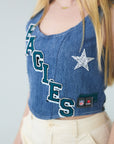 Upcycled Eagles Denim Corset Top