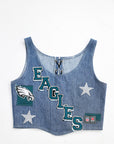 Upcycled Eagles Denim Corset Top