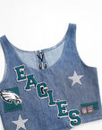 Upcycled Eagles Denim Corset Top