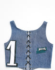 Upcycled Eagles Denim Corset Top