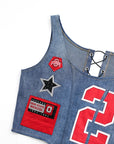 Upcycled Ohio State Denim Corset Top