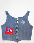 Upcycled Rangers Denim Corset Top