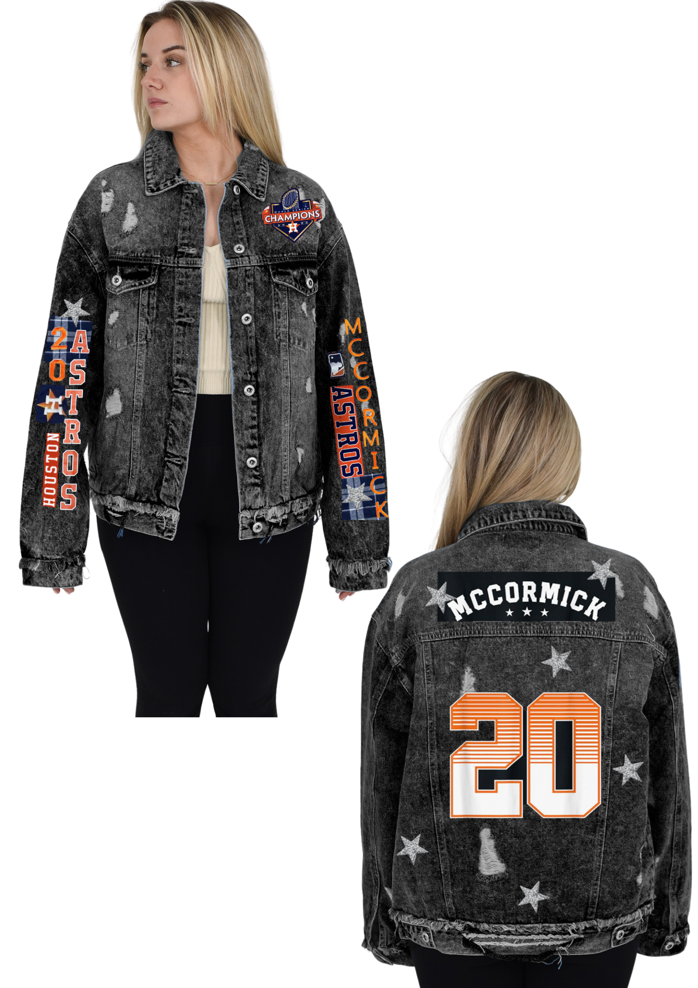 Upcycled Custom Order Astros Patchwork Jacket For Courtney