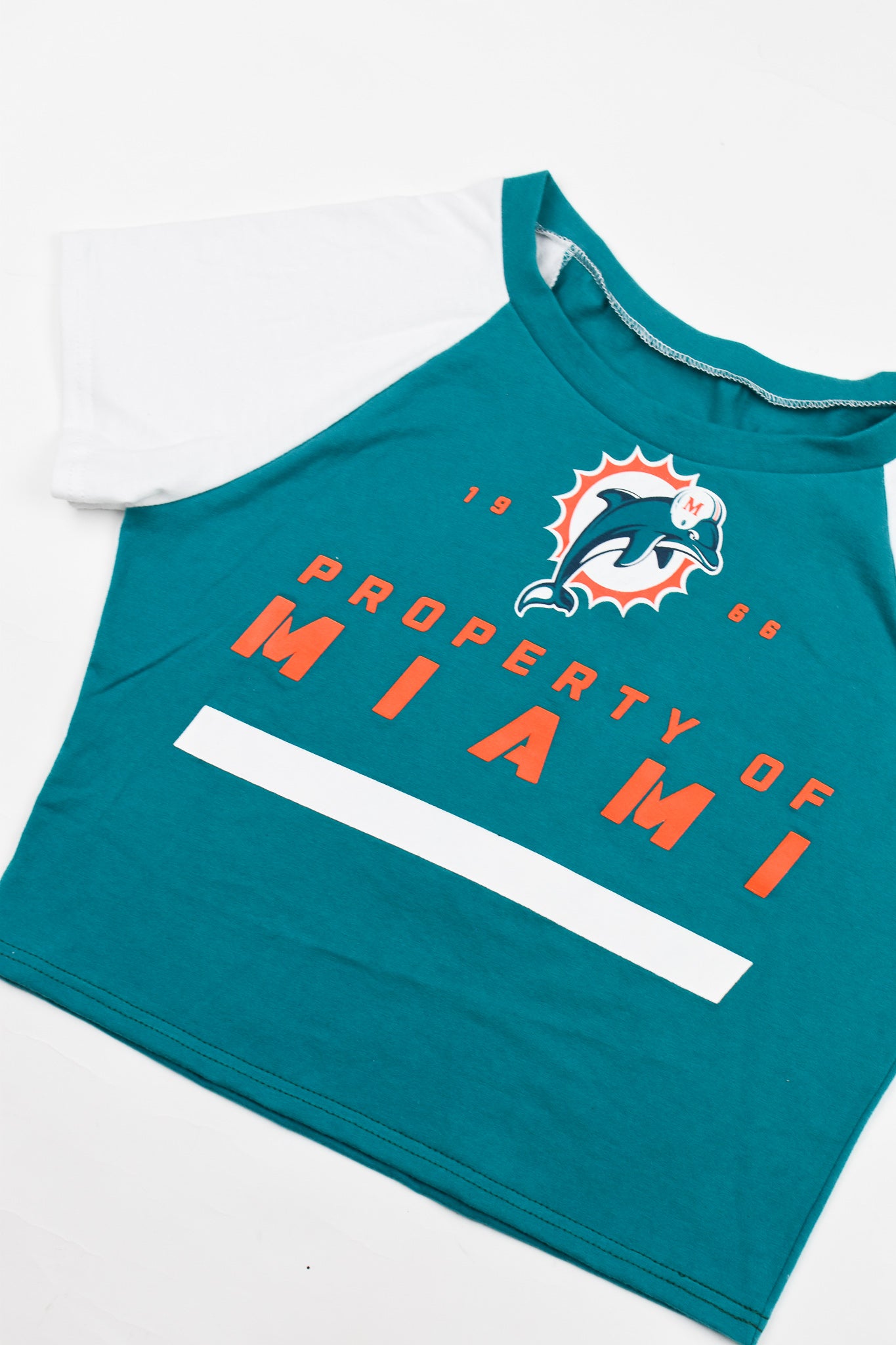 Reworked Miami Dolphins Tie Dye Crop T-shirt Bleach Dyed 