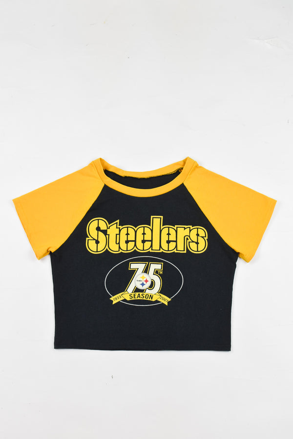 Upcycled Steelers Baby Tee - Tonguetied Apparel