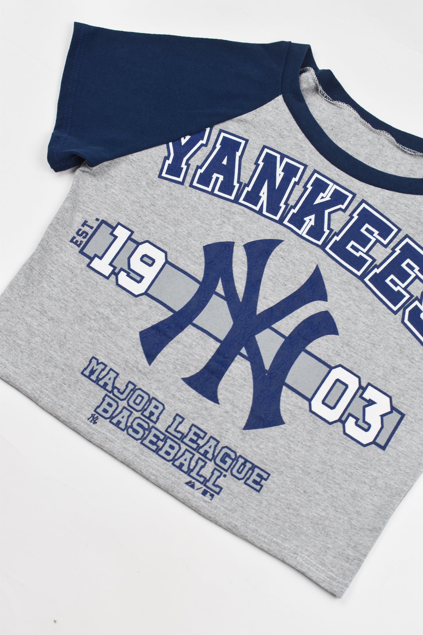Upcycled Yankees Baby Tee - Tonguetied Apparel