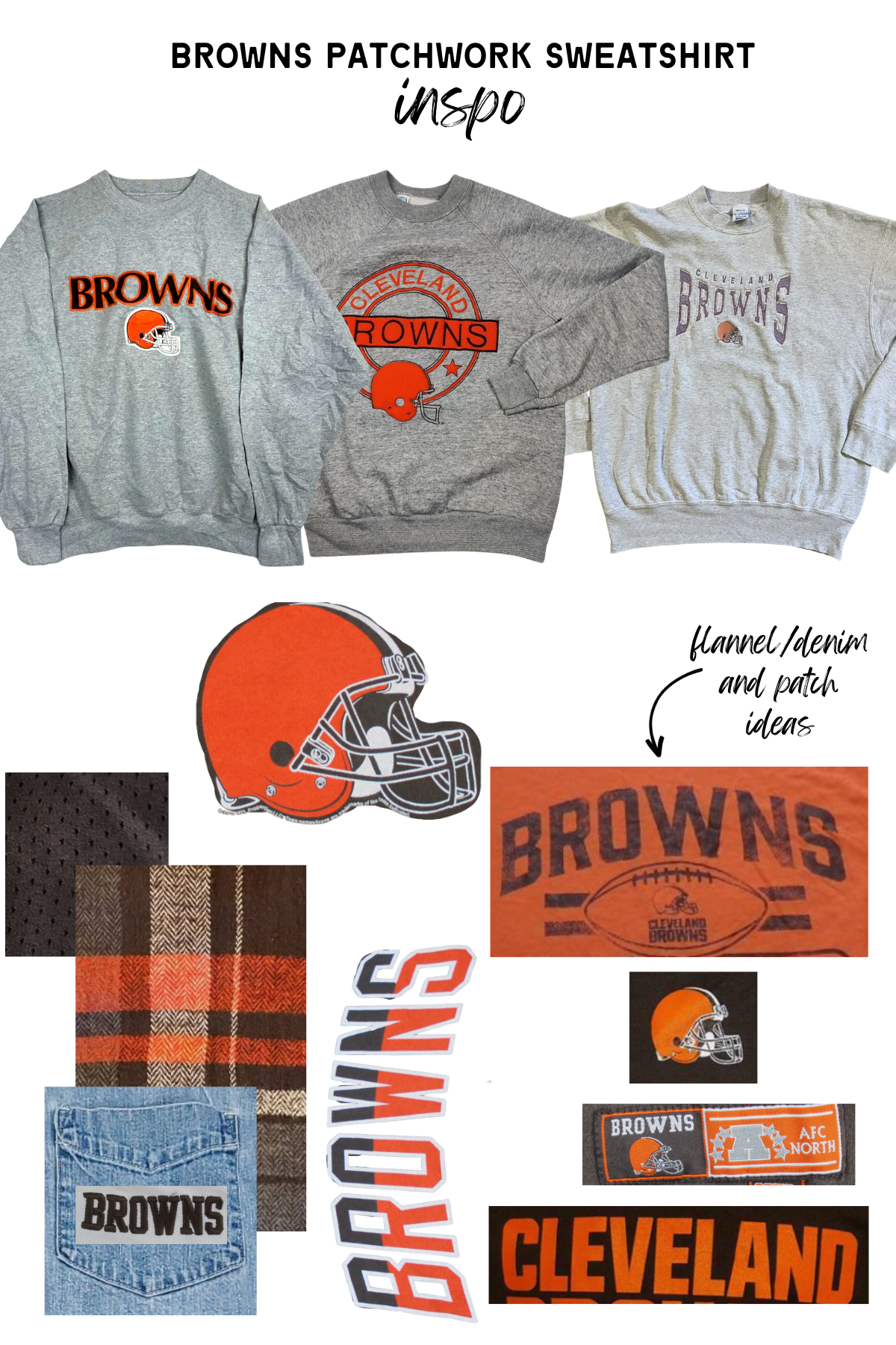 Upcycled Custom Order Browns Patchwork Sweatshirt for Theresa