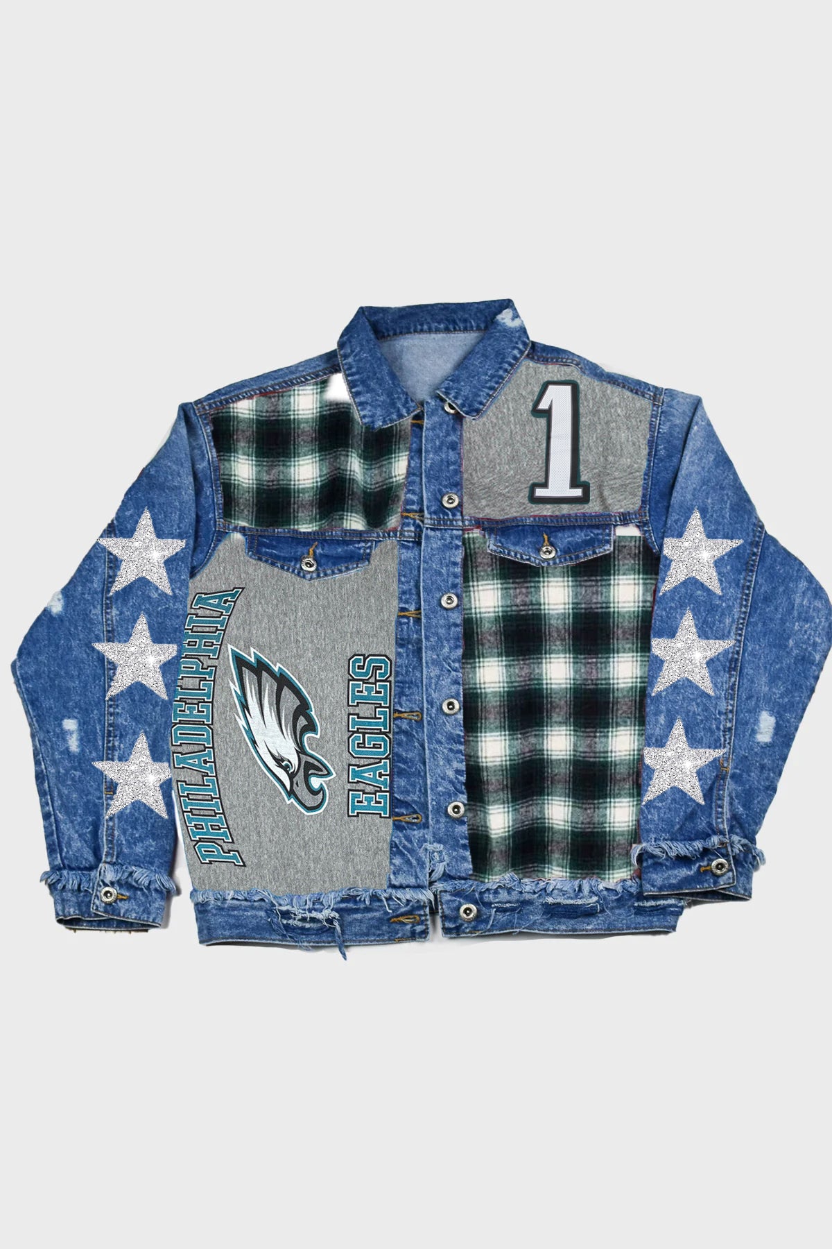 Upcycled Eagles Star Patchwork Jacket