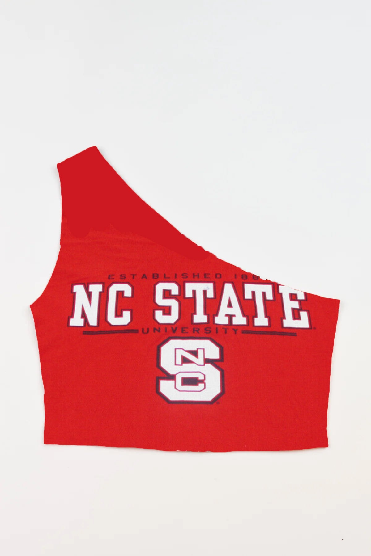Upcycled NC State One Shoulder Tank for Kirsten