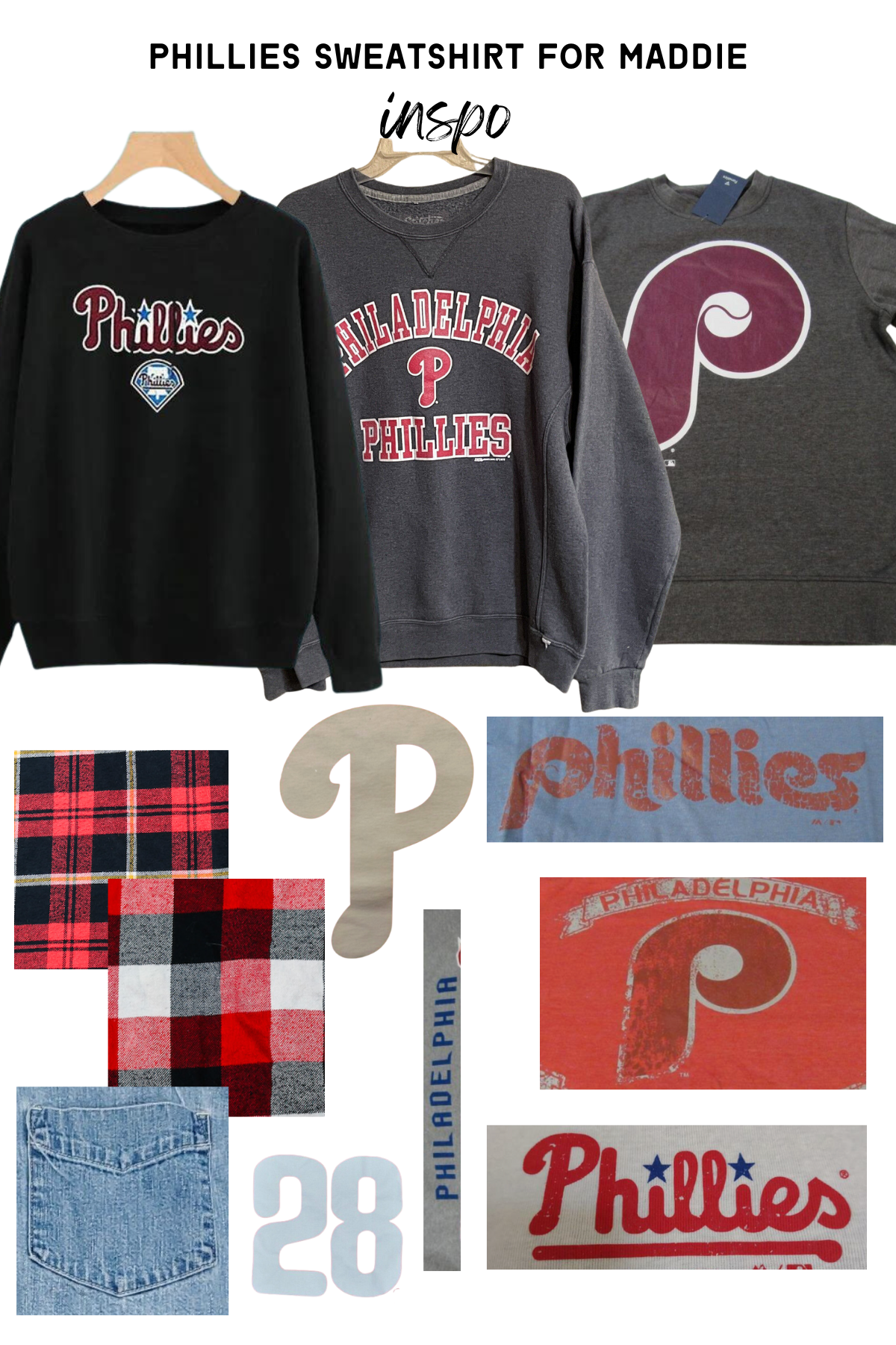 Upcycled Custom Order Phillies Patchwork Sweatshirt for Maddie