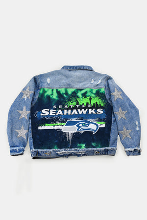 Upcycled Seahawks Star Patchwork Jacket