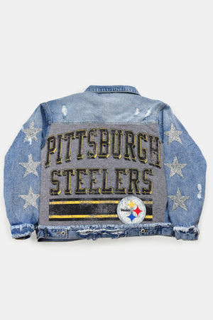 Upcycled Steelers Star Patchwork Jacket
