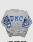 Upcycled UNC Patchwork Sweatshirt - CUSTOMIZABLE