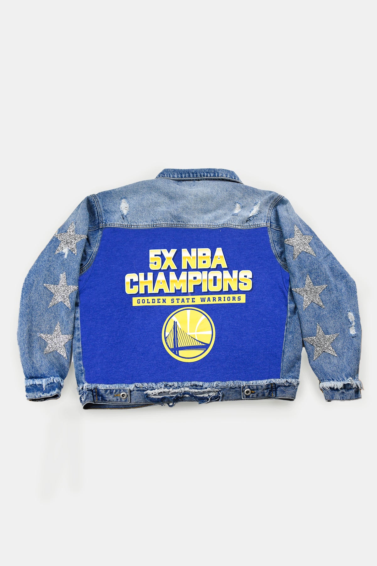 Upcycled Golden State Warriors Star Patchwork Jacket