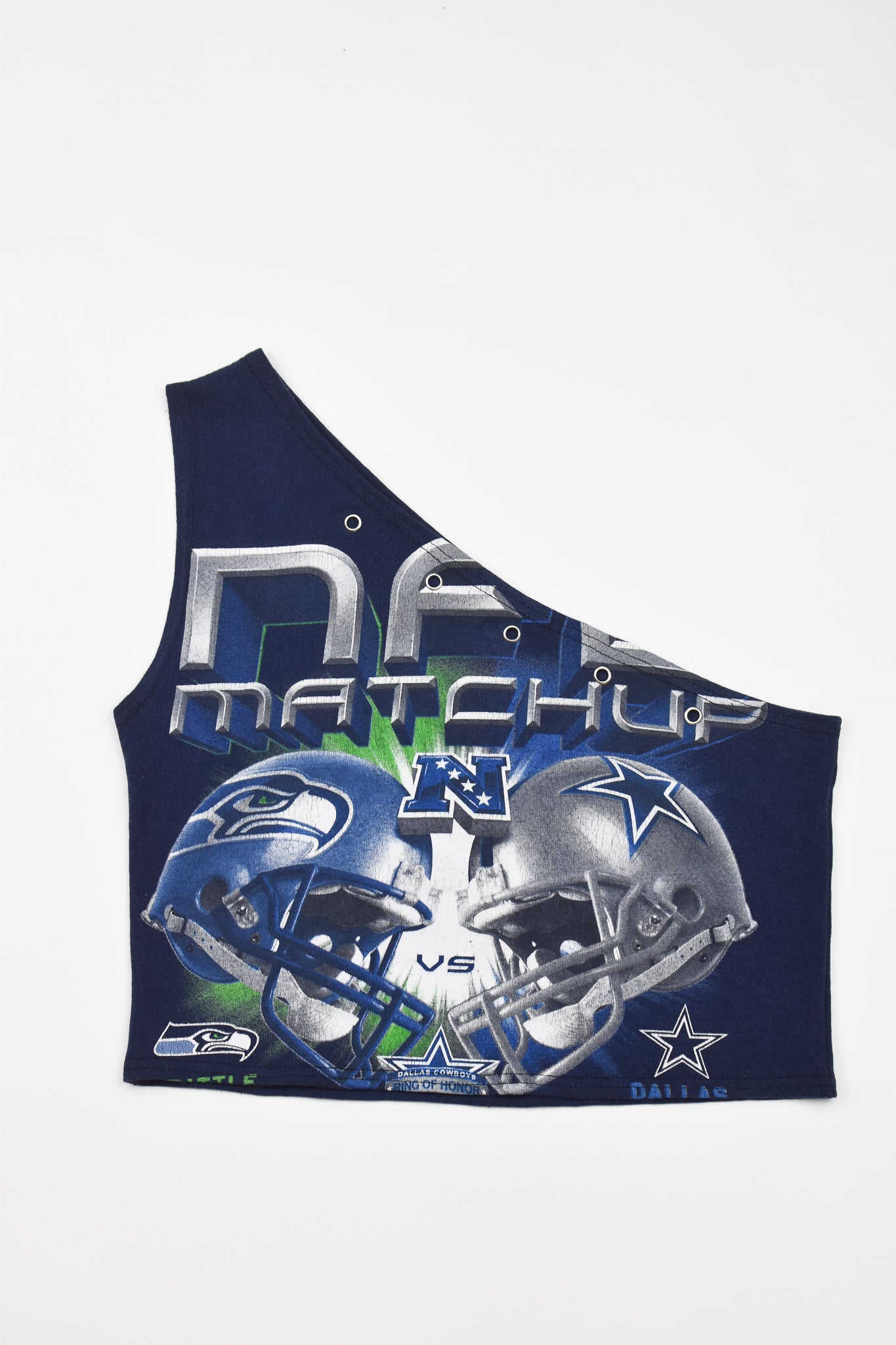 Upcycled Cowboys/Seahawks One Shoulder Tank Top