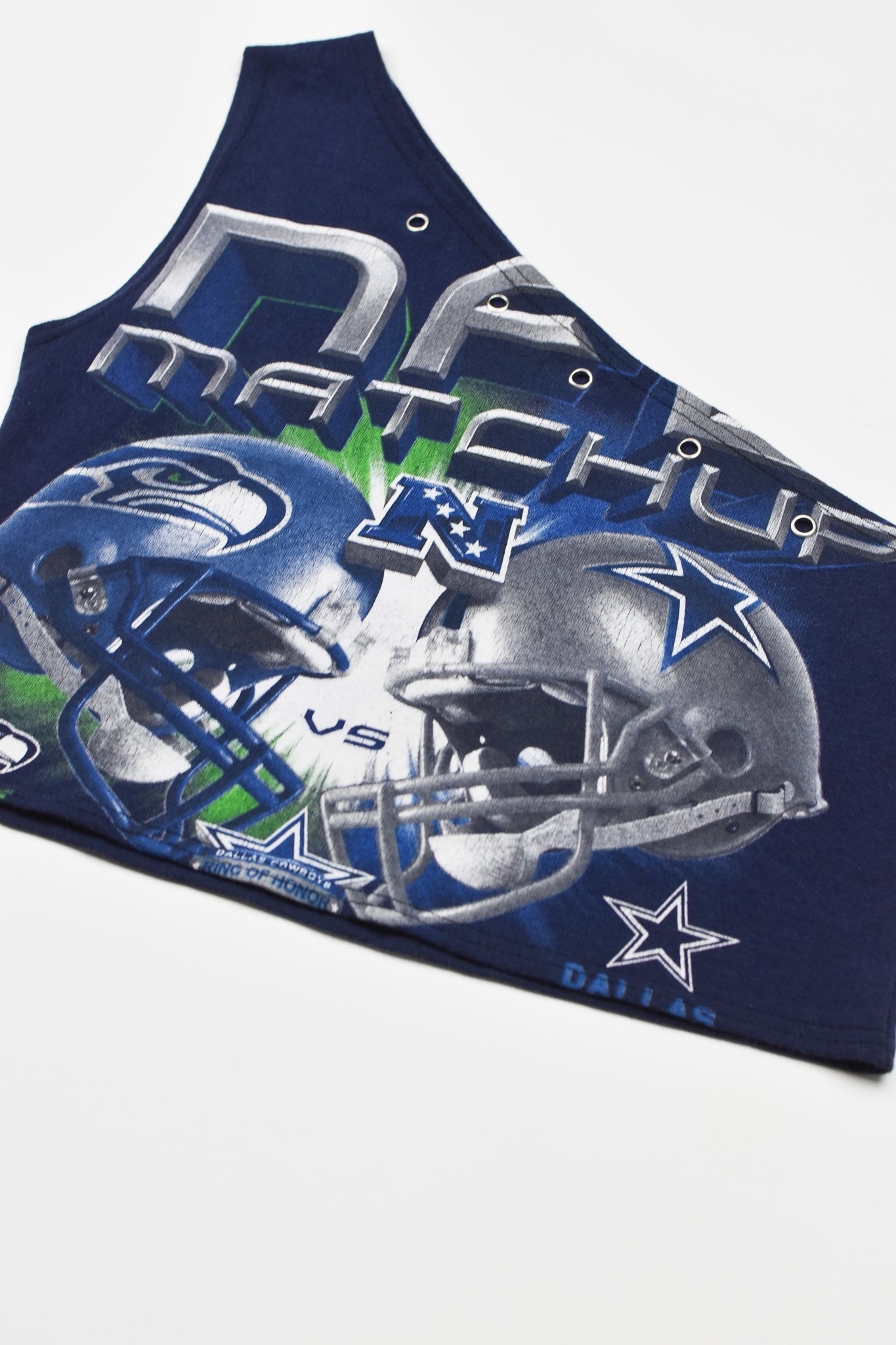Upcycled Cowboys/Seahawks One Shoulder Tank Top