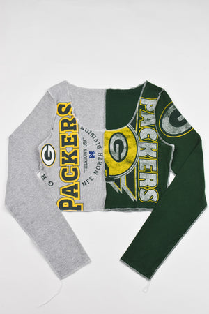 Upcycled Packers Spliced Scoopneck Top