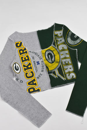 Upcycled Packers Spliced Scoopneck Top