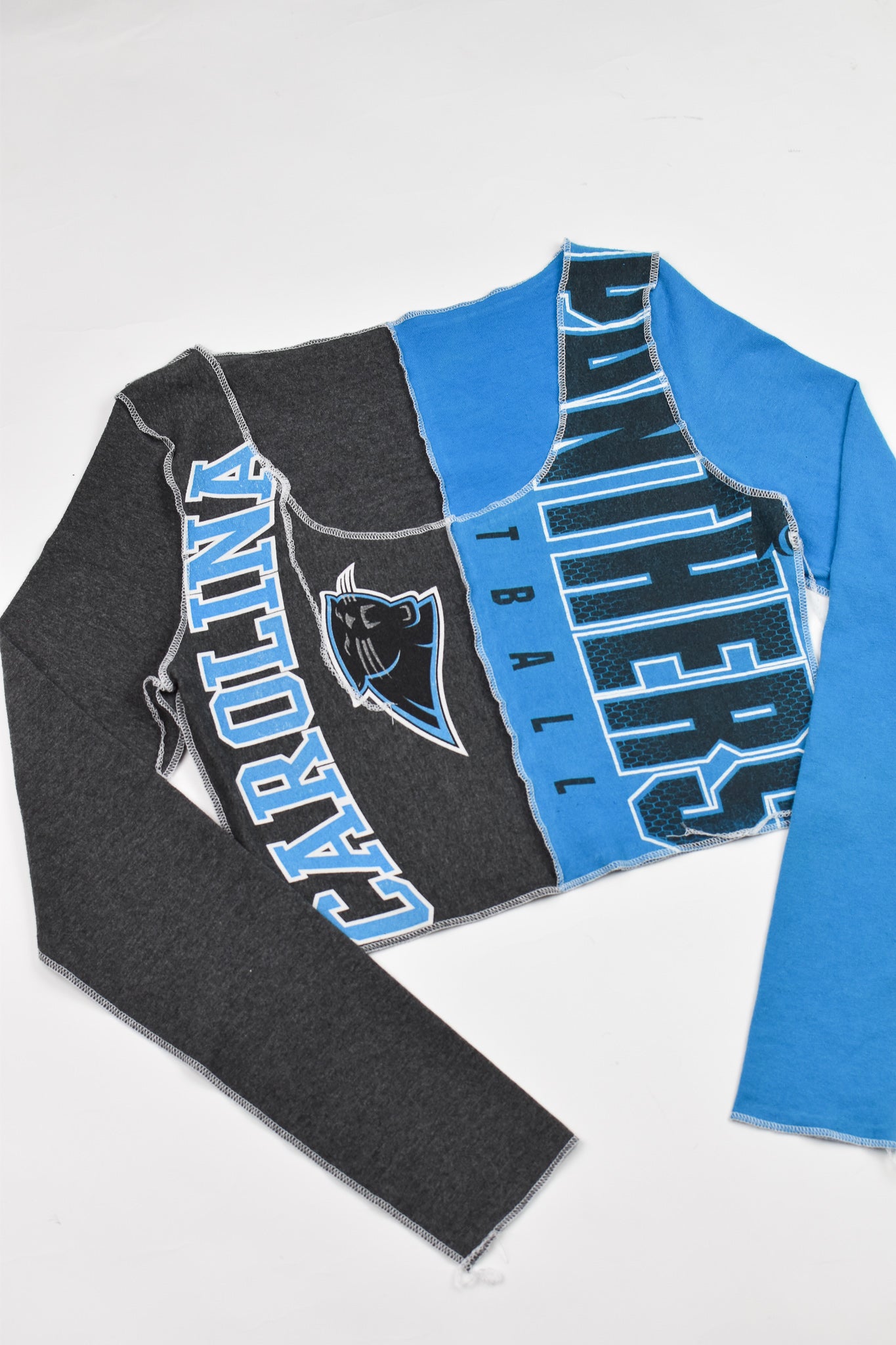 Upcycled Panthers Spliced Scoopneck Top