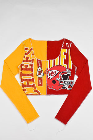 Upcycled Chiefs Spliced Scoopneck Top