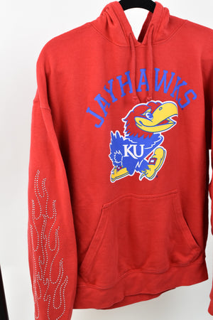 Upcycled University of Kansas Flame Sweatshirt