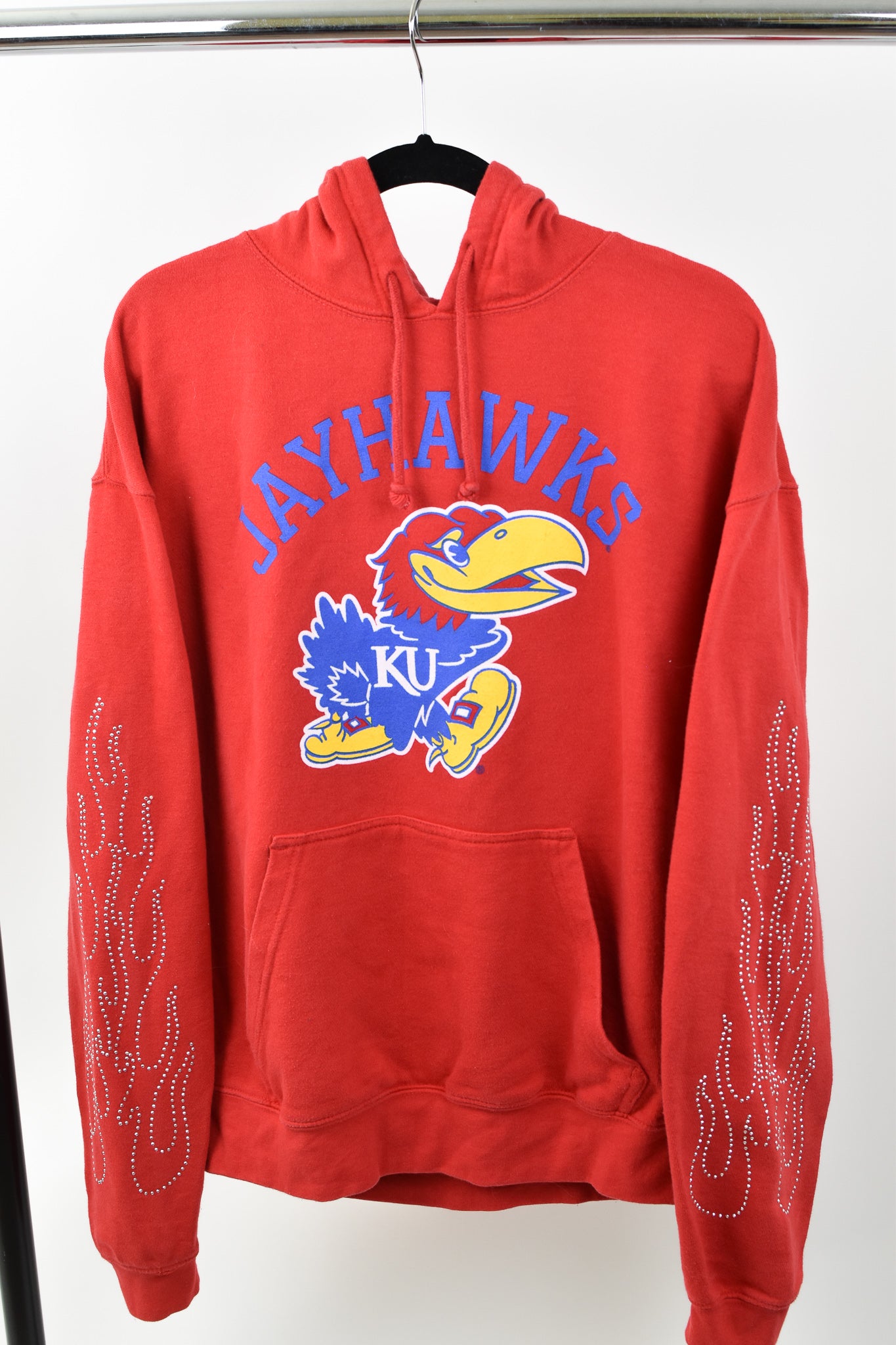 Upcycled University of Kansas Flame Sweatshirt