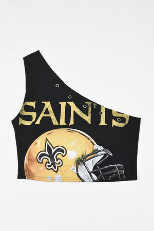 Upcycled Saints One Shoulder Tank Top