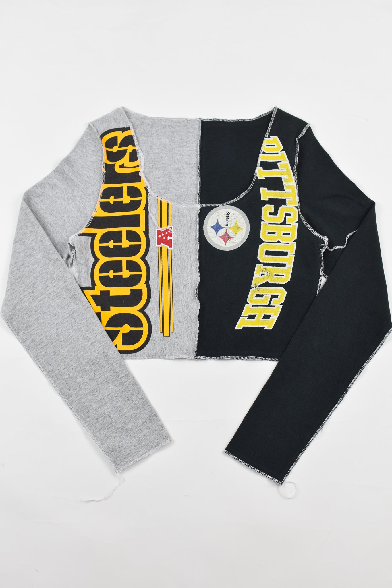 Upcycled Steelers Spliced Scoopneck Top