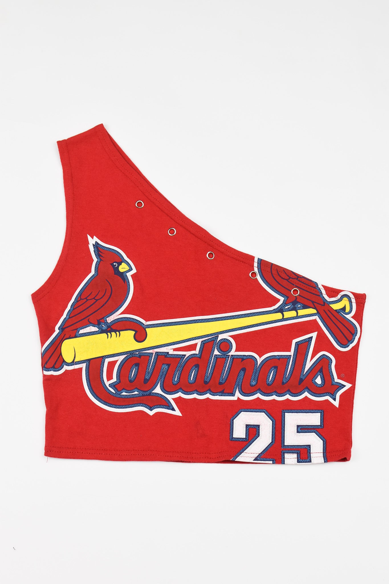 Upcycled Cardinals One Shoulder Tank Top