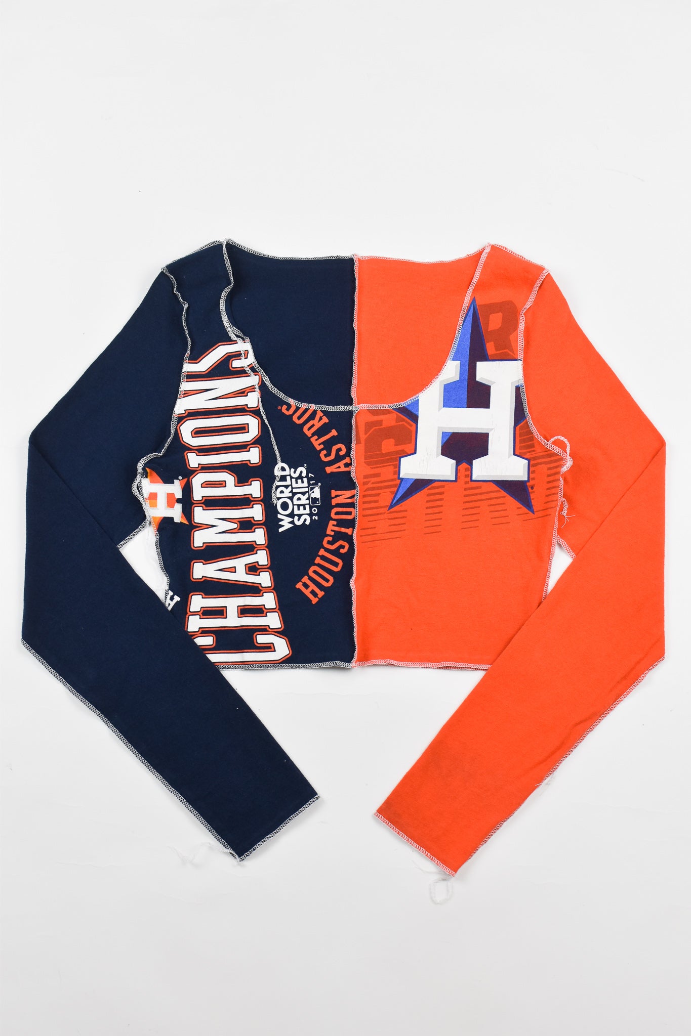 Upcycled Astros Spliced Scoopneck Top