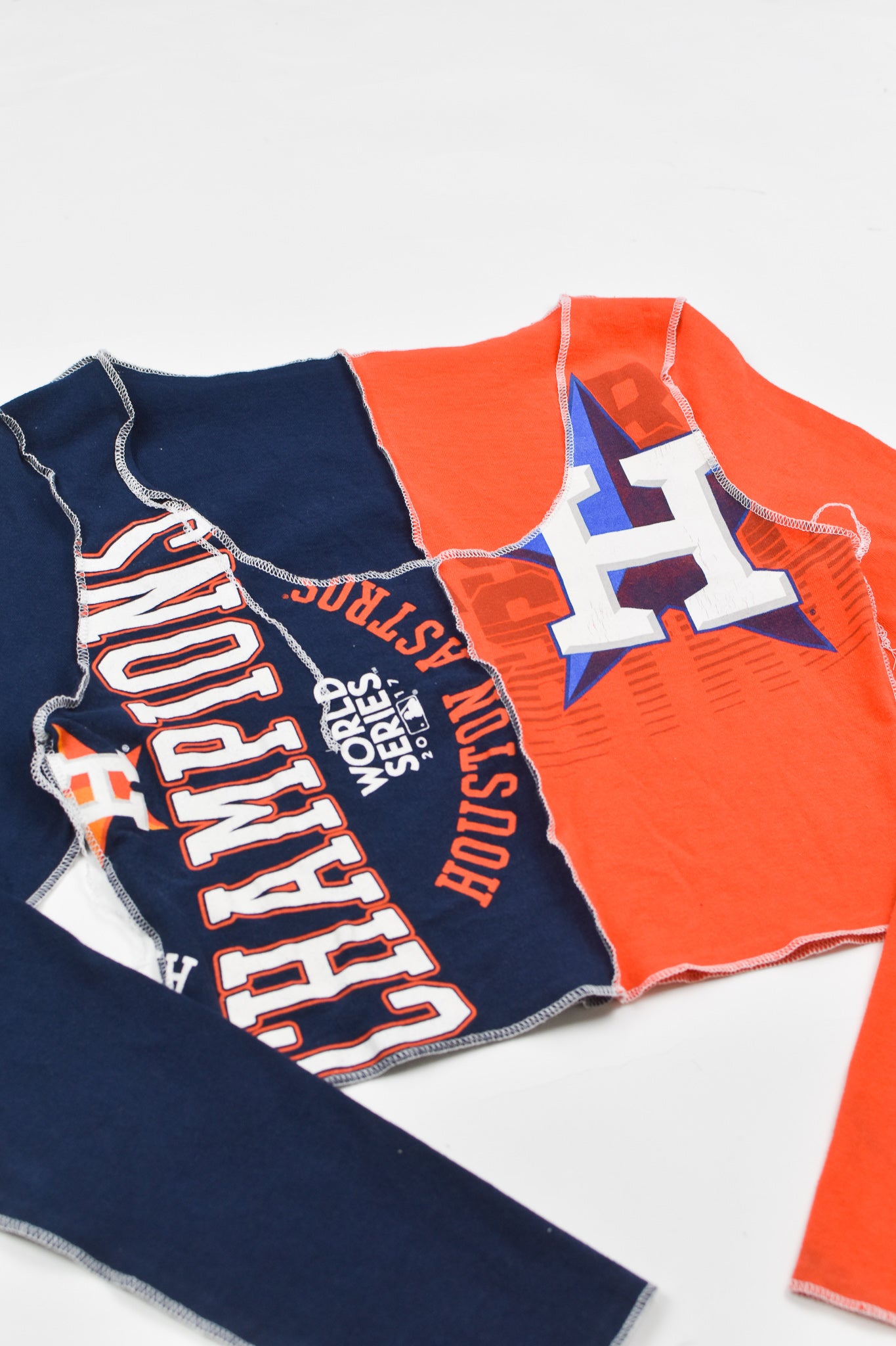 Upcycled Astros Spliced Scoopneck Top