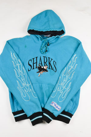 Upcycled Vintage Sharks Flame Sweatshirt