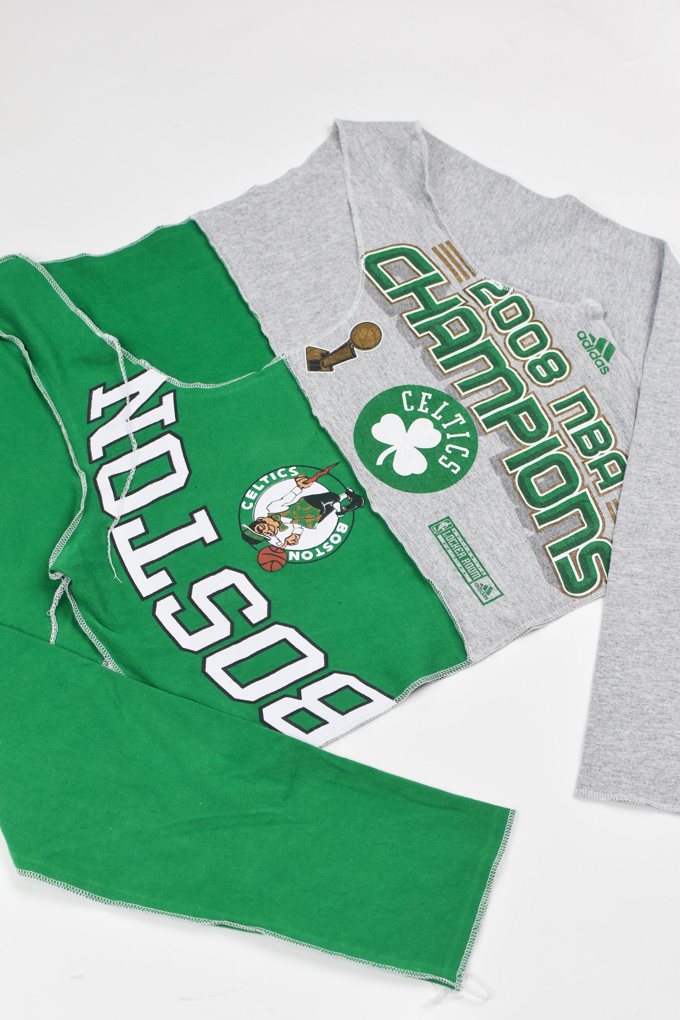 Upcycled Celtics Spliced Scoopneck Top
