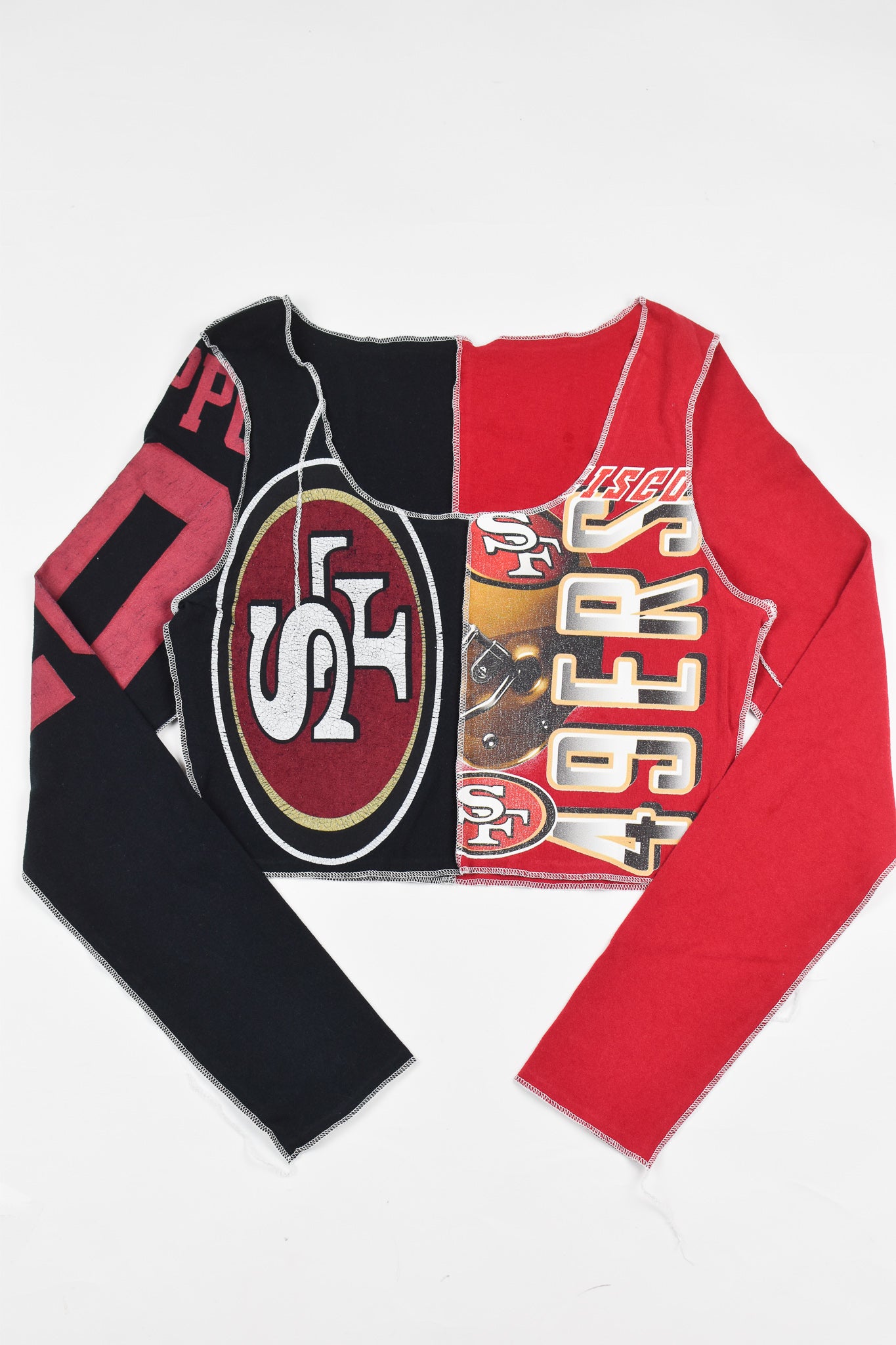 Upcycled 49ers Spliced Scoopneck Top