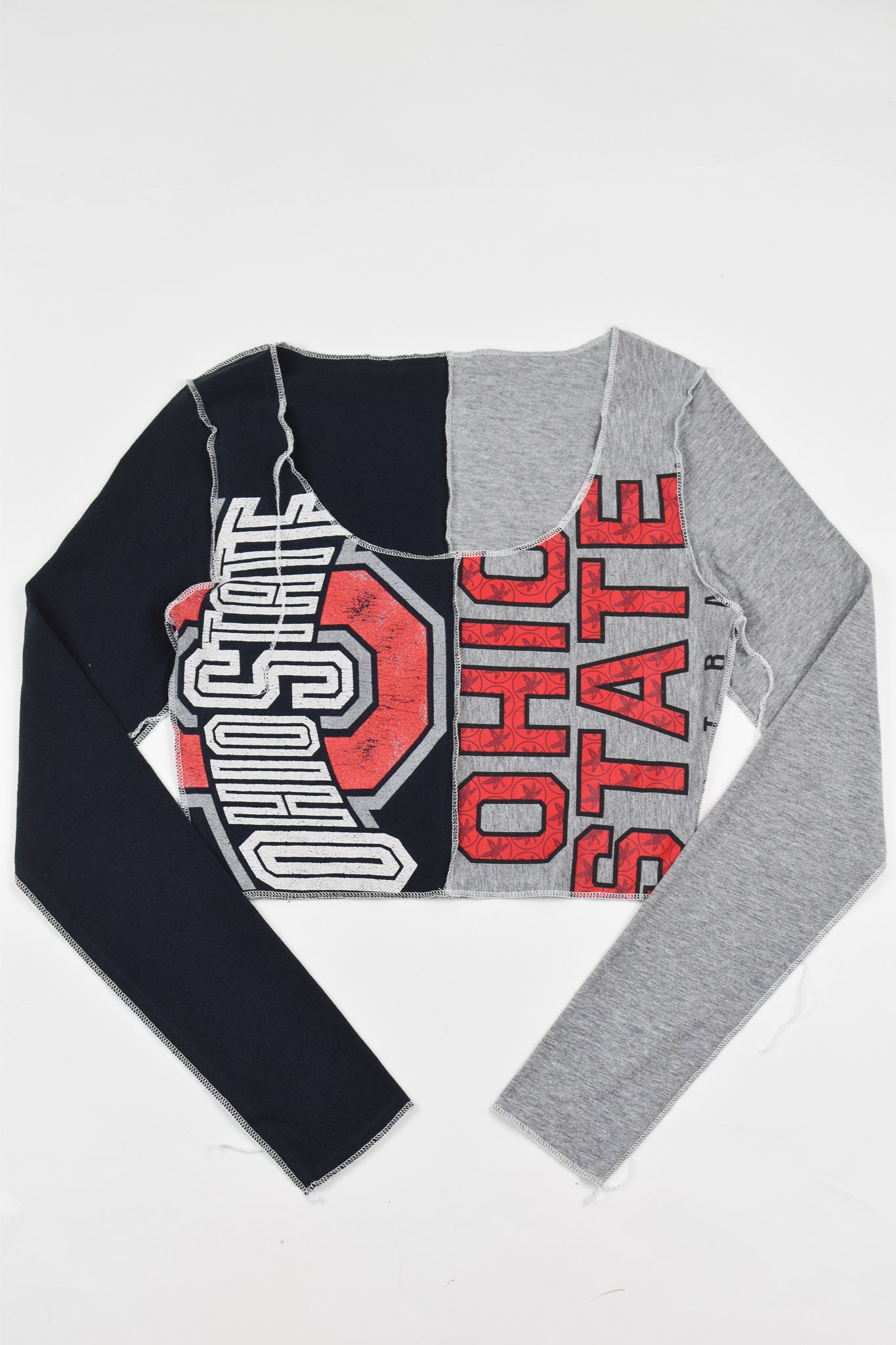 Upcycled Ohio State Spliced Scoopneck Top