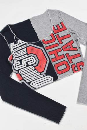 Upcycled Ohio State Spliced Scoopneck Top
